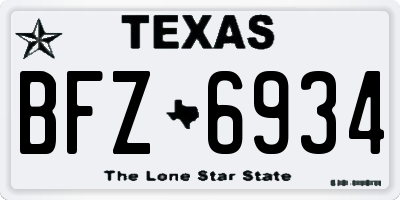 TX license plate BFZ6934