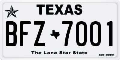 TX license plate BFZ7001