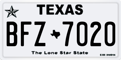 TX license plate BFZ7020
