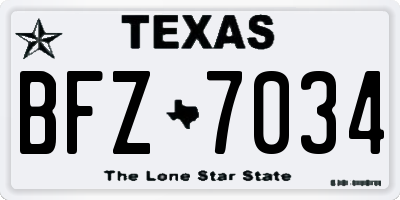 TX license plate BFZ7034