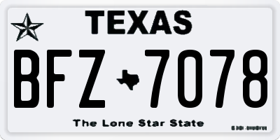 TX license plate BFZ7078