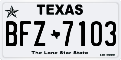 TX license plate BFZ7103