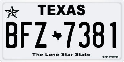 TX license plate BFZ7381