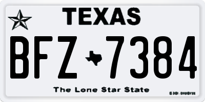 TX license plate BFZ7384