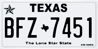 TX license plate BFZ7451