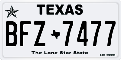 TX license plate BFZ7477