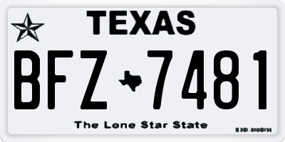 TX license plate BFZ7481