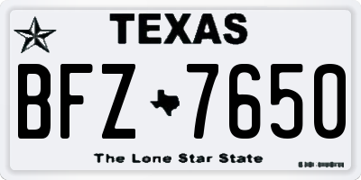 TX license plate BFZ7650