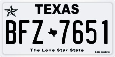 TX license plate BFZ7651