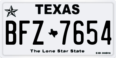 TX license plate BFZ7654