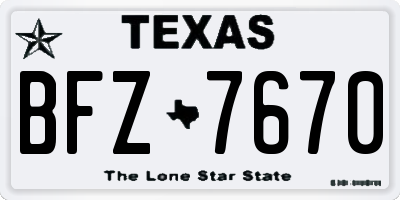 TX license plate BFZ7670