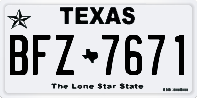 TX license plate BFZ7671