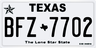 TX license plate BFZ7702