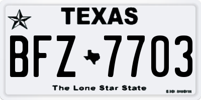TX license plate BFZ7703