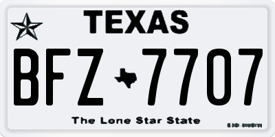 TX license plate BFZ7707
