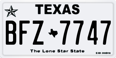 TX license plate BFZ7747