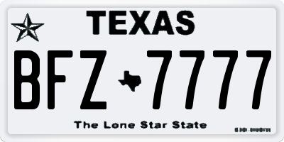 TX license plate BFZ7777