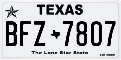 TX license plate BFZ7807