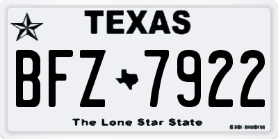 TX license plate BFZ7922