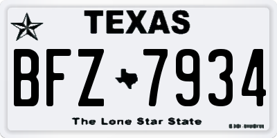 TX license plate BFZ7934