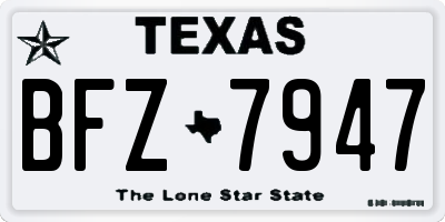 TX license plate BFZ7947