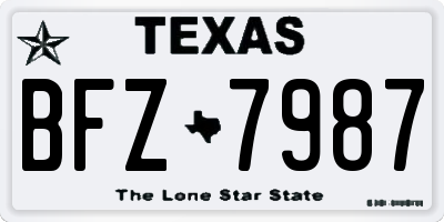 TX license plate BFZ7987
