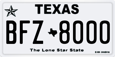 TX license plate BFZ8000