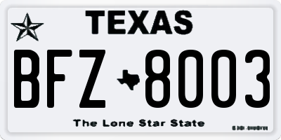 TX license plate BFZ8003