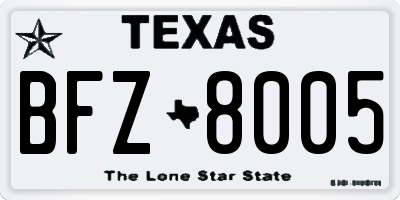TX license plate BFZ8005