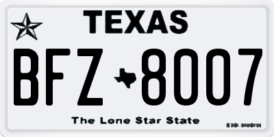 TX license plate BFZ8007
