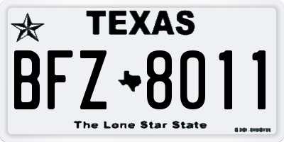 TX license plate BFZ8011