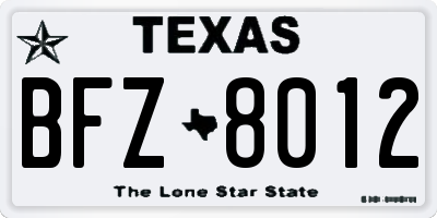 TX license plate BFZ8012