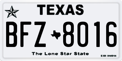 TX license plate BFZ8016