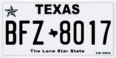 TX license plate BFZ8017