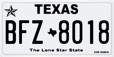 TX license plate BFZ8018