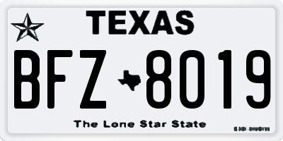 TX license plate BFZ8019