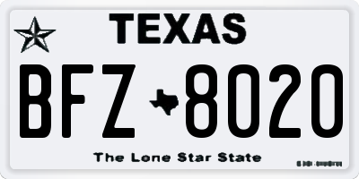 TX license plate BFZ8020
