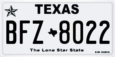TX license plate BFZ8022