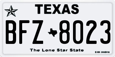 TX license plate BFZ8023