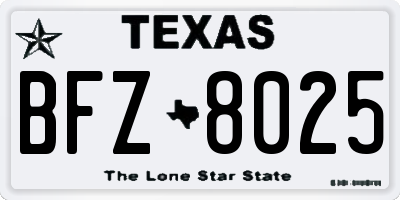 TX license plate BFZ8025