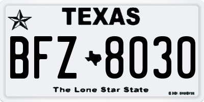 TX license plate BFZ8030