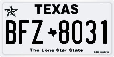TX license plate BFZ8031