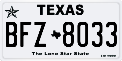 TX license plate BFZ8033
