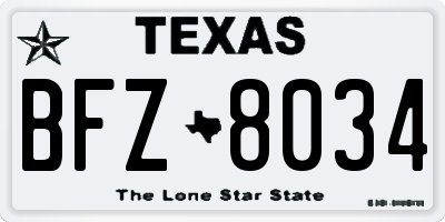 TX license plate BFZ8034