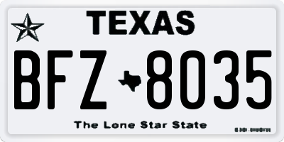 TX license plate BFZ8035