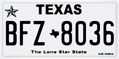 TX license plate BFZ8036