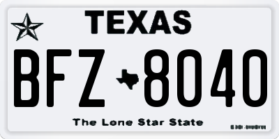 TX license plate BFZ8040