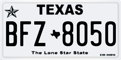 TX license plate BFZ8050