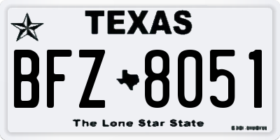 TX license plate BFZ8051