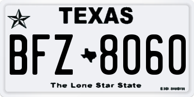 TX license plate BFZ8060